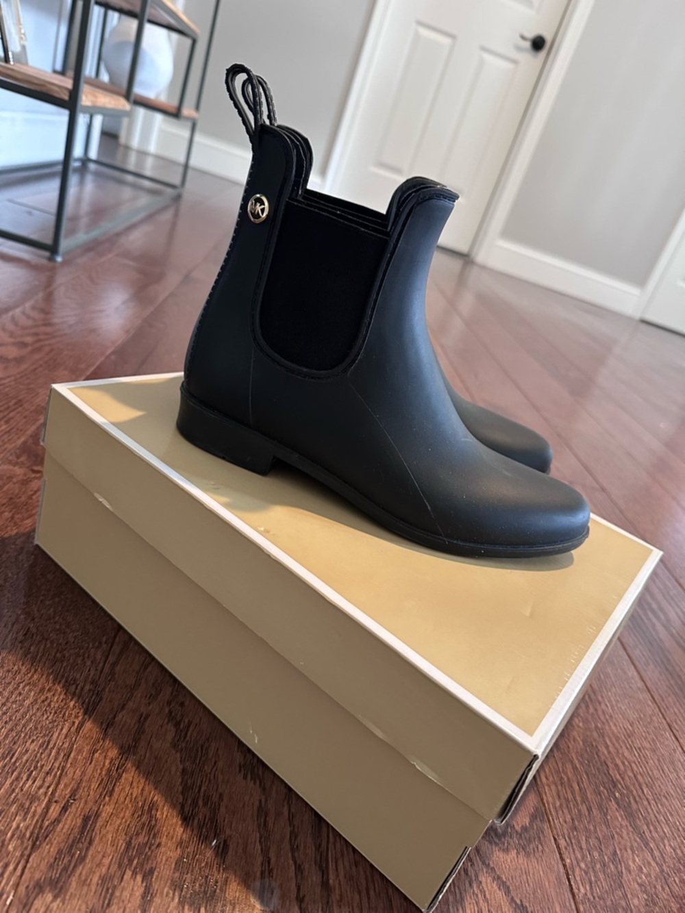 Michael Kors Matte Black Chelsea Rain Booties